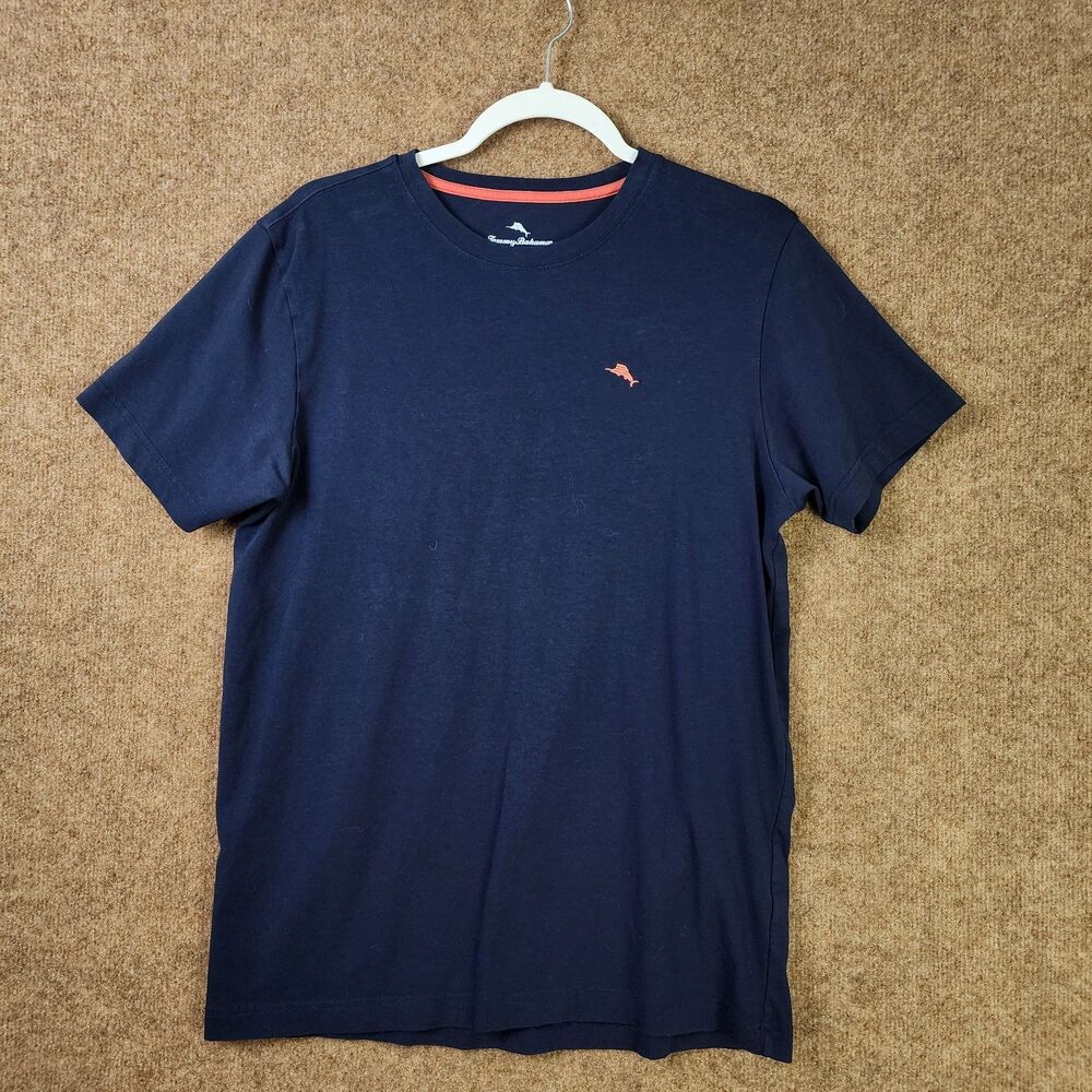 Tommy Bahama Crew Neck Short Sleeve Tee Blue Stretch Comfortable Embroidered Sm